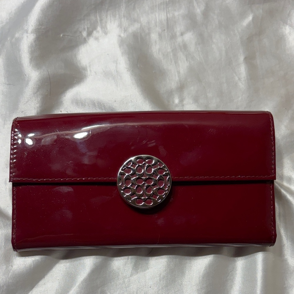 Coach red patent leather wallet
